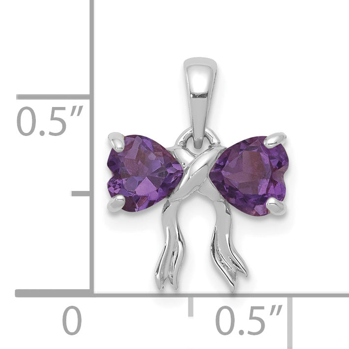14k White Gold 14k White Gold Polished Amethyst Bow Pendant