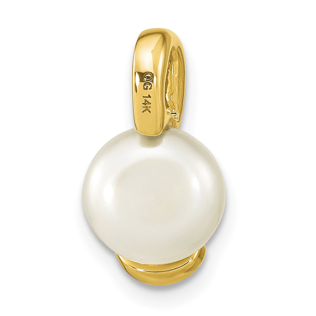 14k Yellow Gold 14k 8-9mm White Button Freshwater Cultured Pearl Pendant Slide