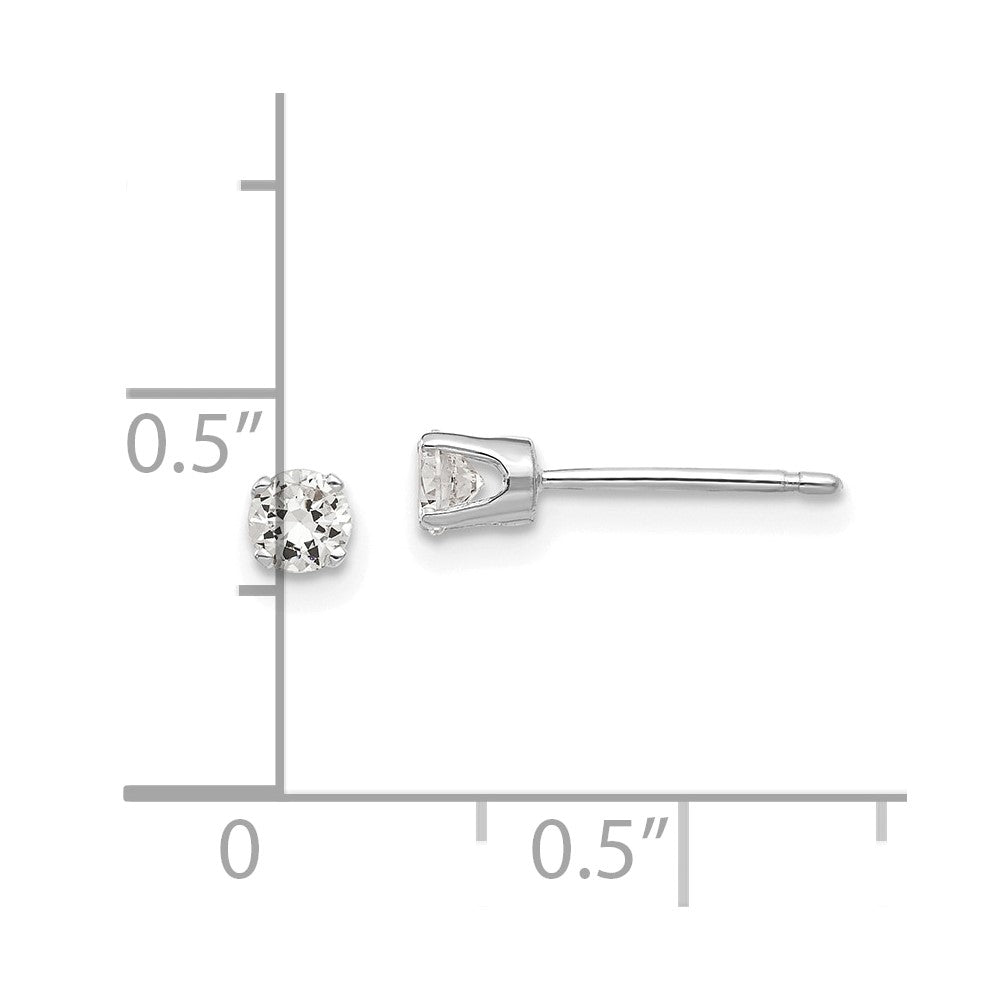14K White Gold 3.25mm Cz Stud Earrings