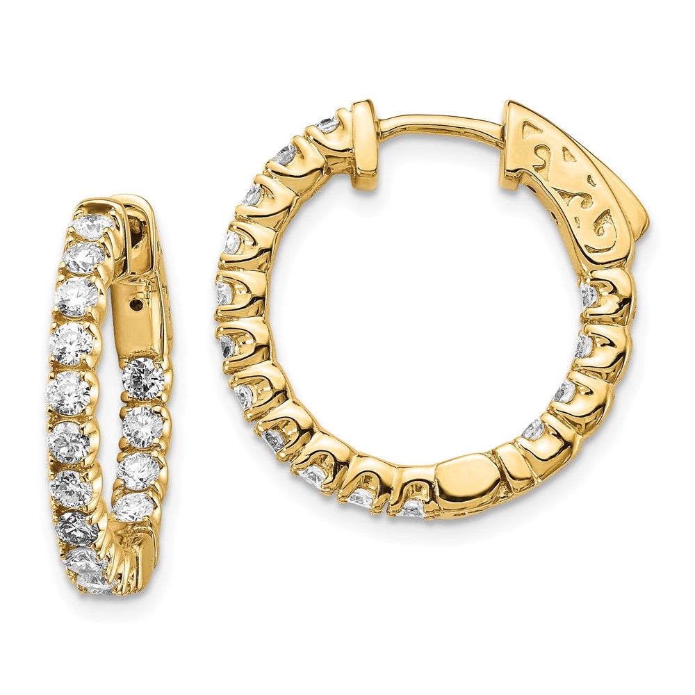 14K Yellow Gold True Origin 1 1/2 Carat Lab Grown Diamond Vs Def Patented Safety Clasp In And Out Hoop Earrings
