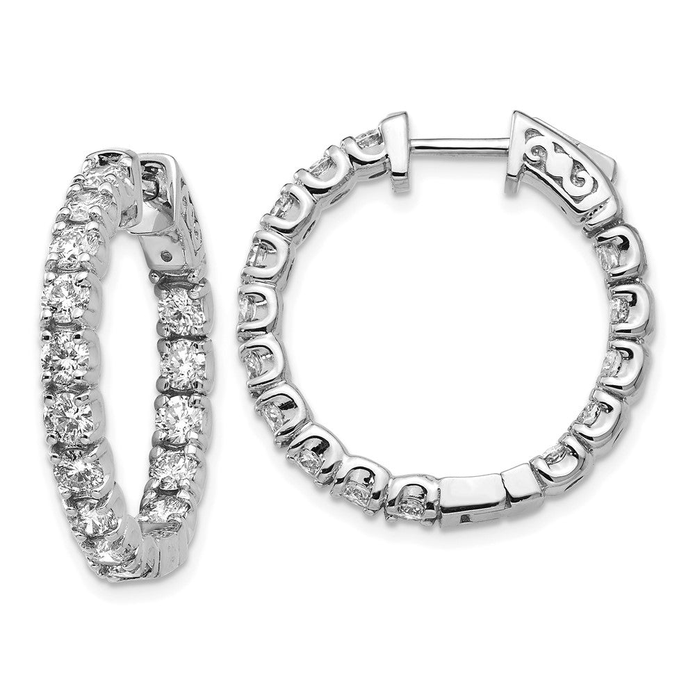 14K White Gold Lab Grown Vs/Si+ G+ Dia Round Hoop Safety Clasp Earrings