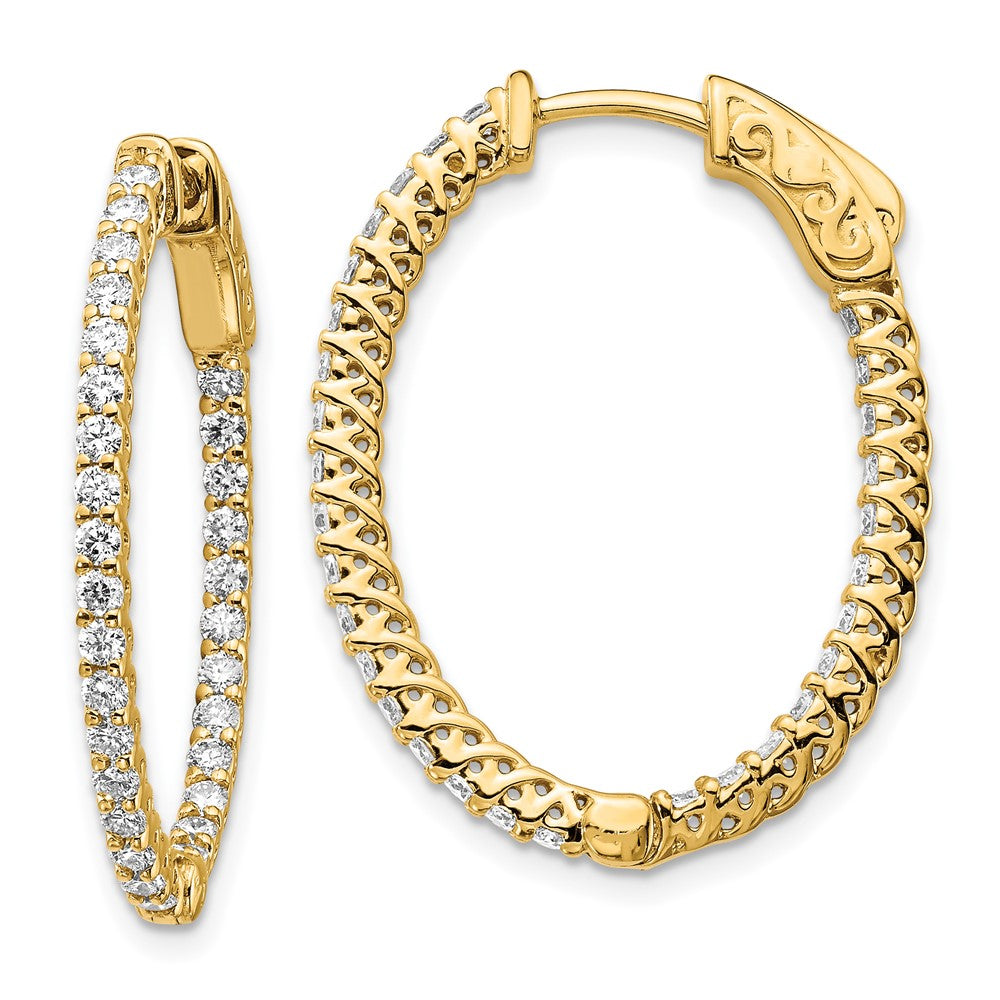 14K Yellow Gold True Origin 1 1/5 Carat Lab Grown Diamond Vs Def Patented Safety Clasp In And Out Hoop Earrings