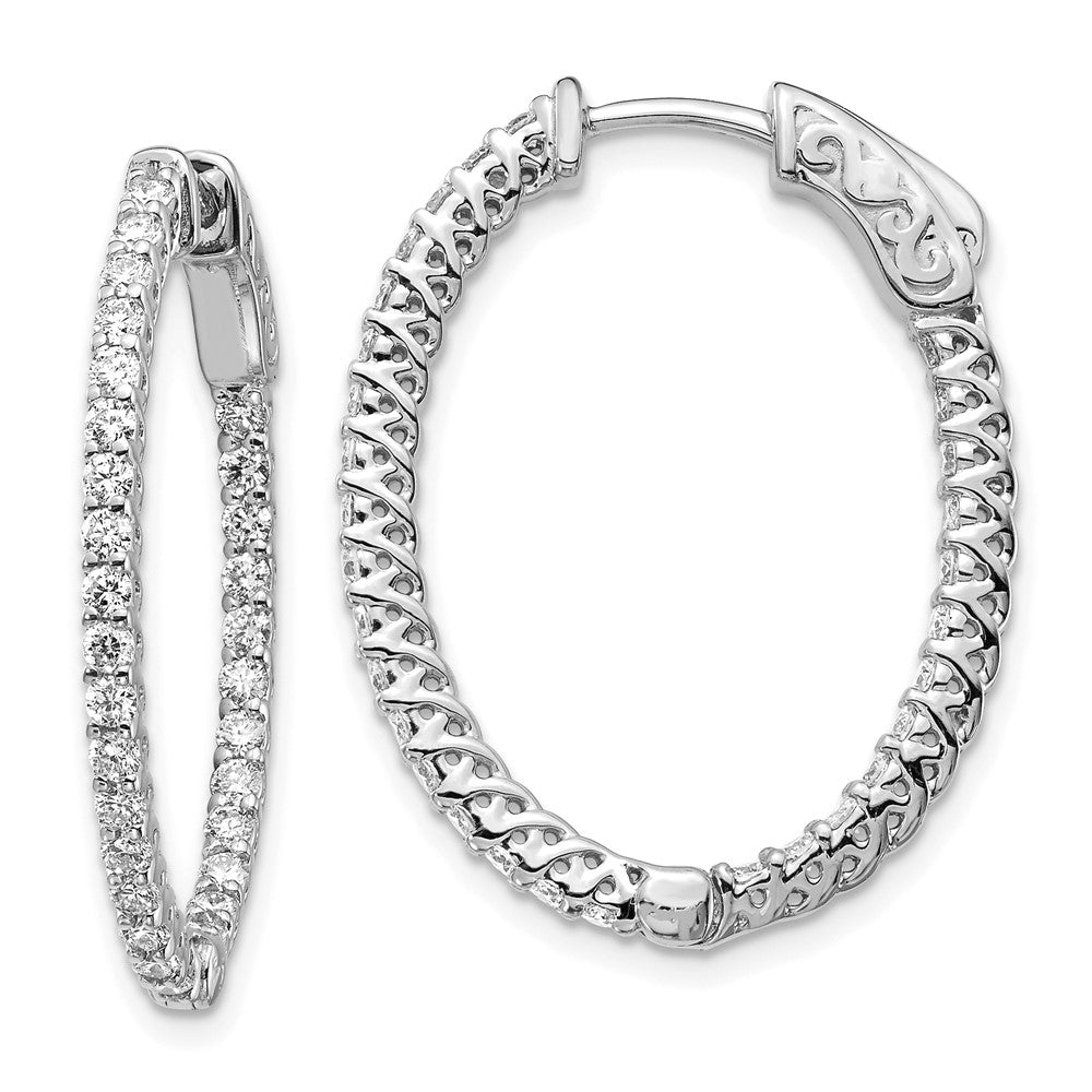 14K White Gold True Origin 1 1/5 Carat Lab Grown Diamond Vs Def Patented Safety Clasp In And Out Hoop Earrings