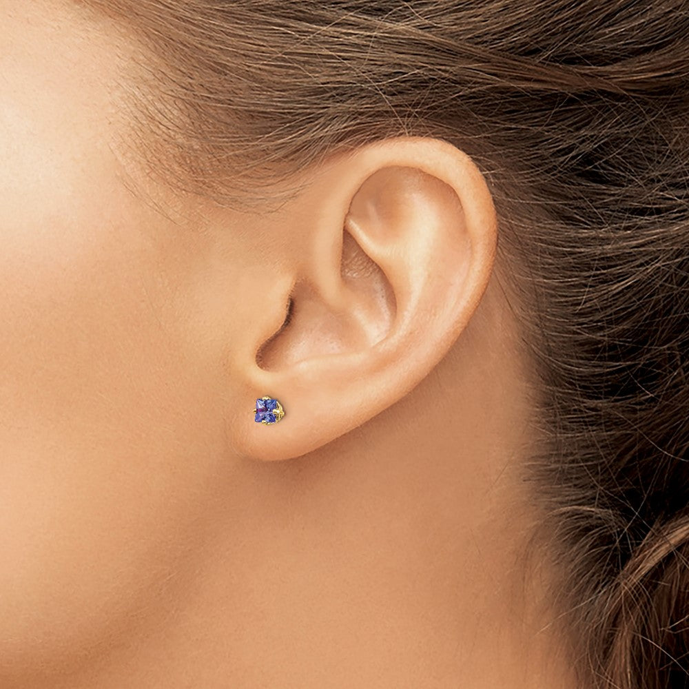 14K Yellow Gold Tanzanite Earrings