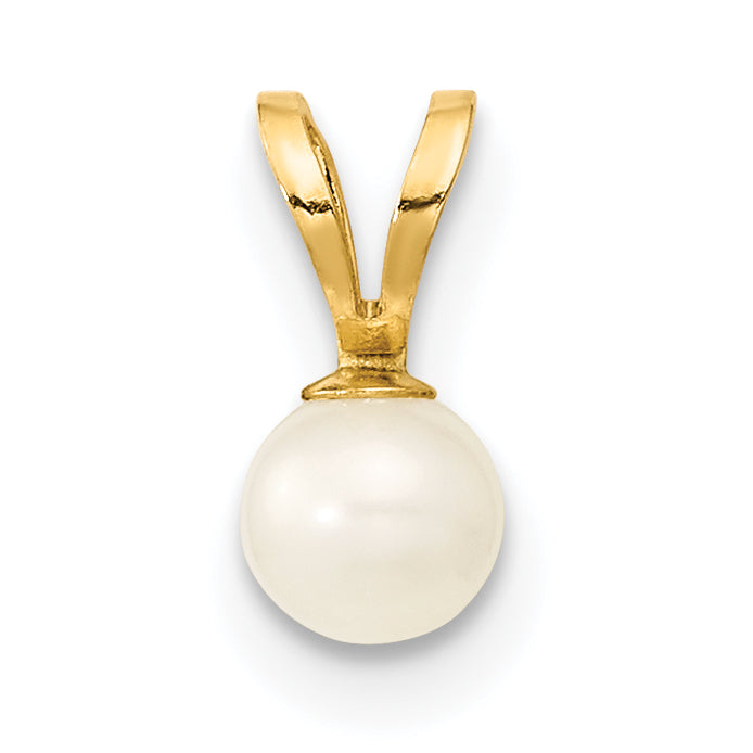 14k Yellow Gold 14k 4-5mm White Freshwater Cultured Pearl Pendant, 5 inch Bracelet and Post Earrings Set