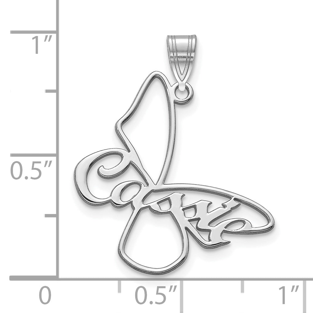 14K White Gold Small Butterfly With Name Pendant