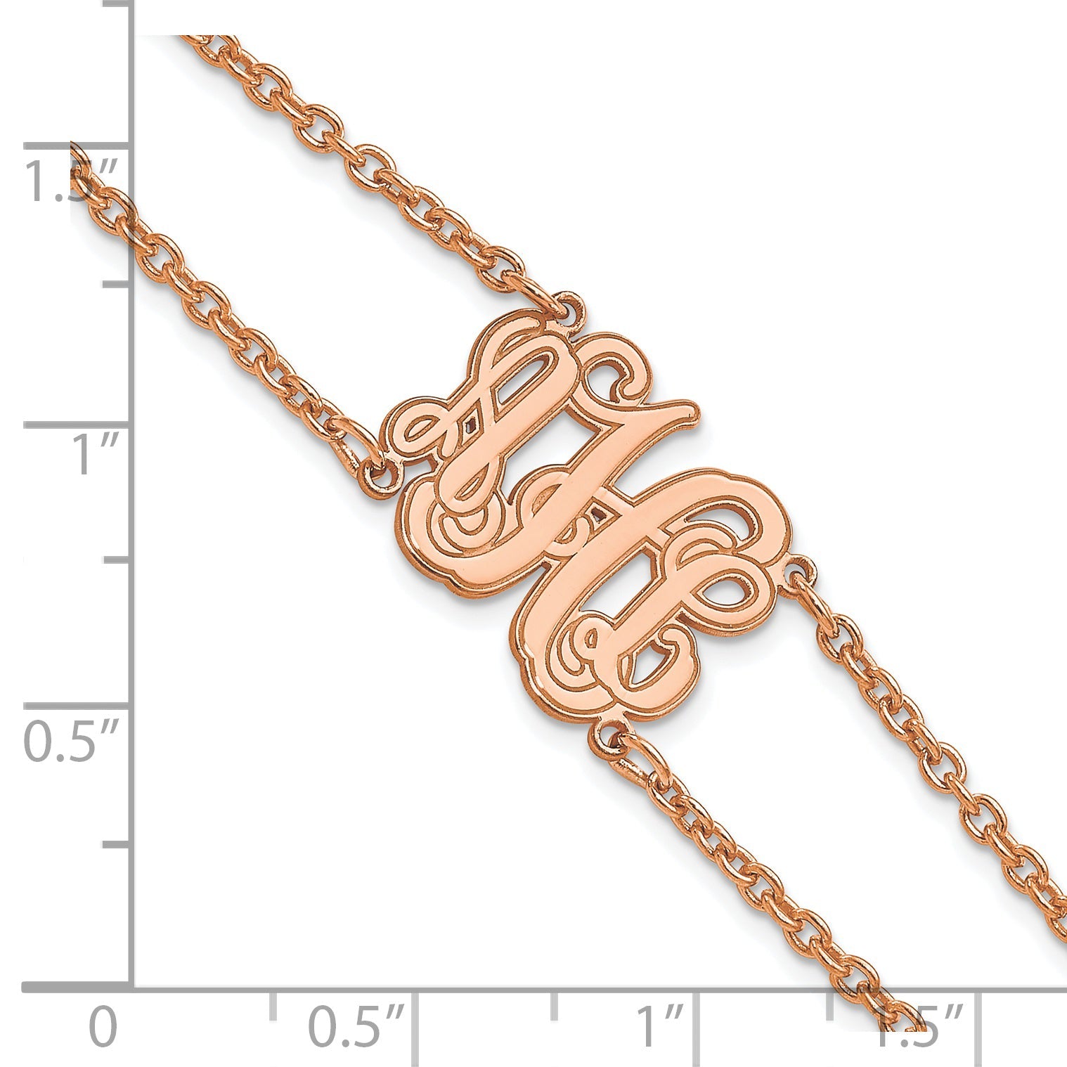 Rose Plated Double Chain Etched Monogram Bracelet