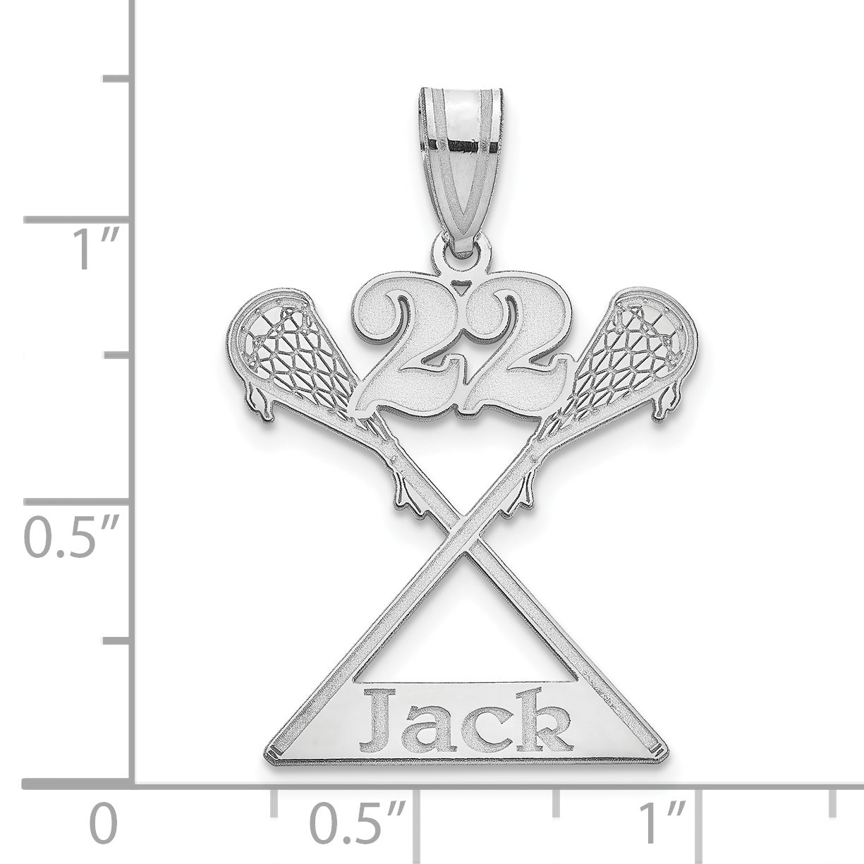 14K White Gold Personalized Lacrosse Pendant