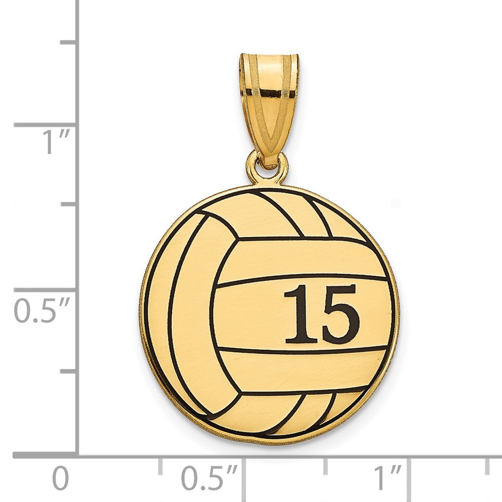 14K Yellow Gold 14Ky Personalized Volleyball With Enameled Pendant