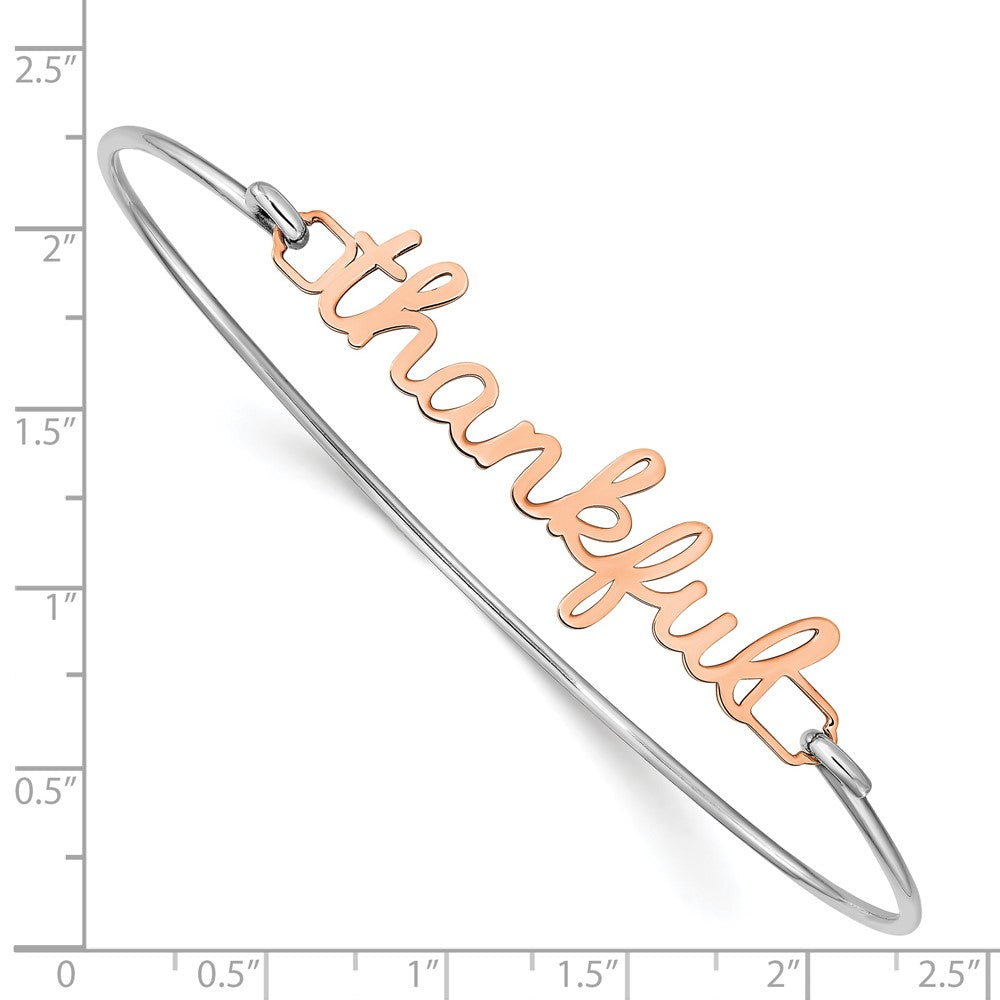 Rose Plated Name Plate On Sterling Silver Bangle