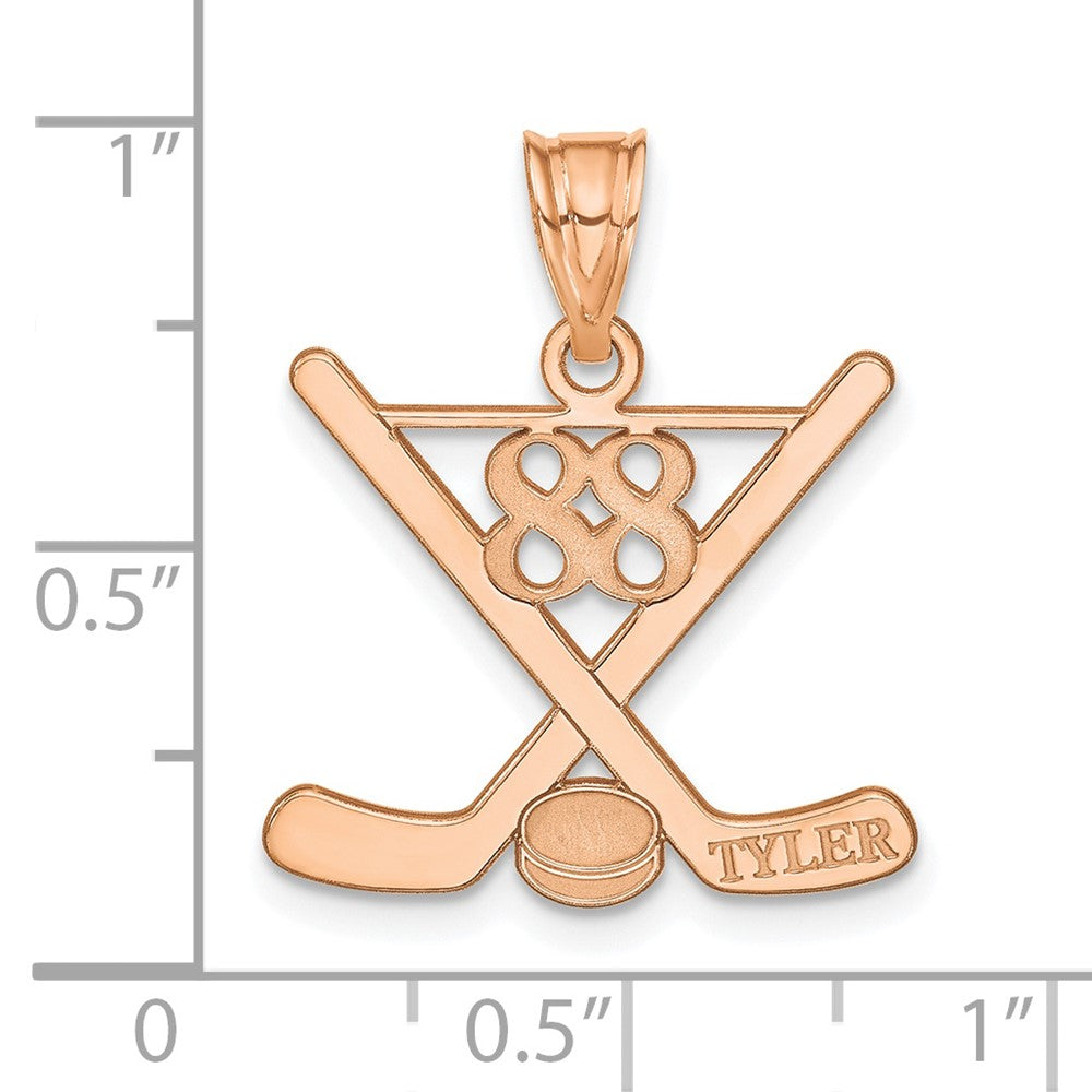 14K Rose Gold Personalized Hockey Pendant