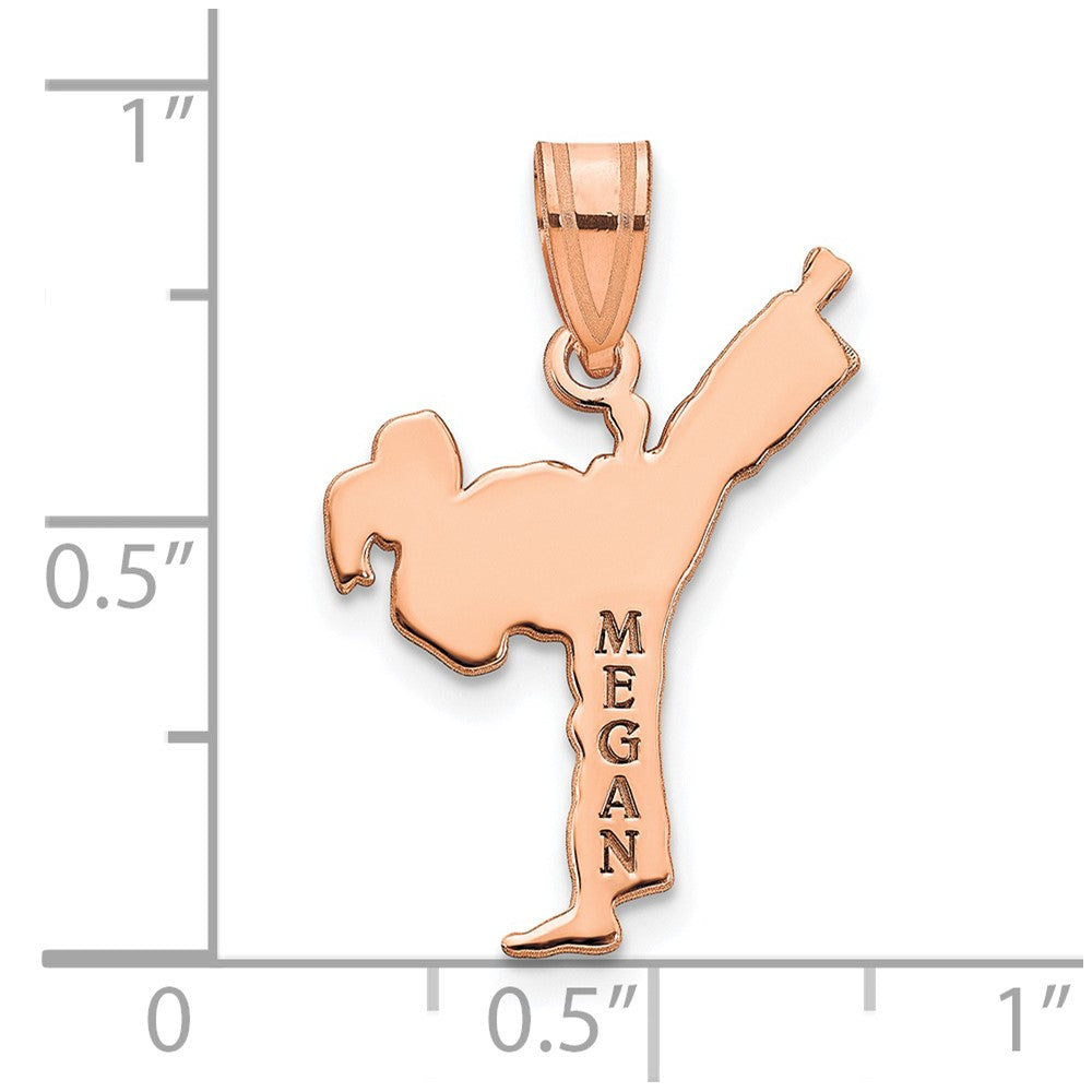 14K Rose Gold Personalized Girl Karate Pendant