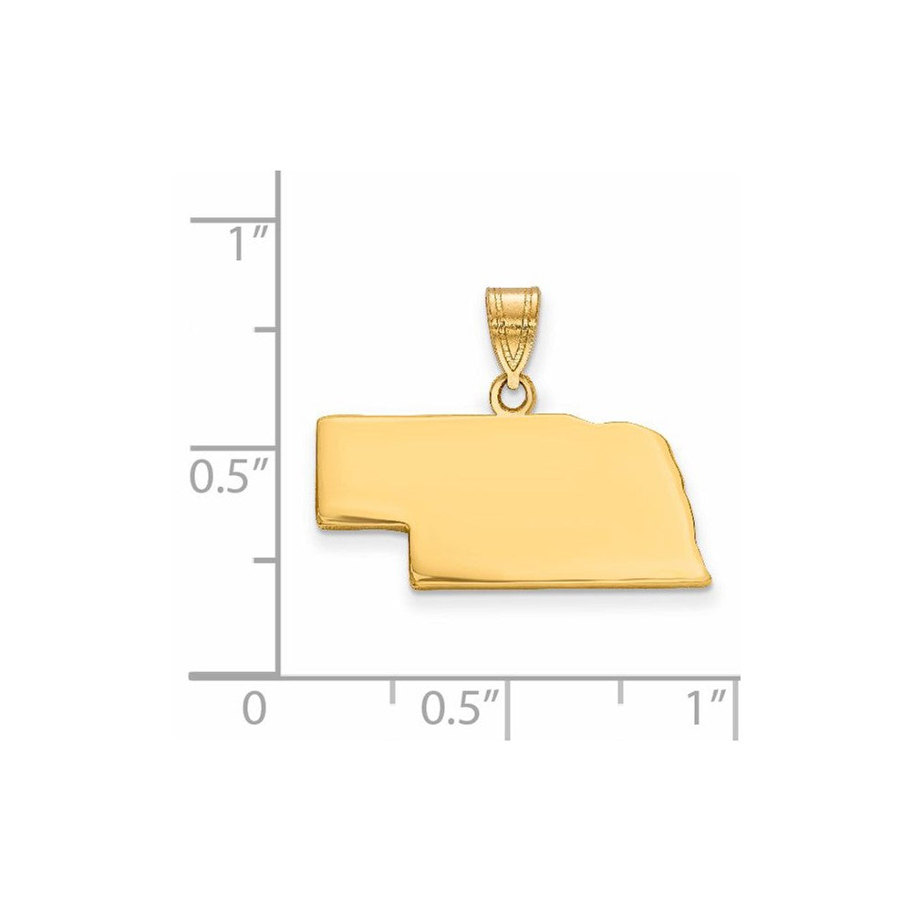 14K Yellow Gold 14Ky Nebraska State Pendant