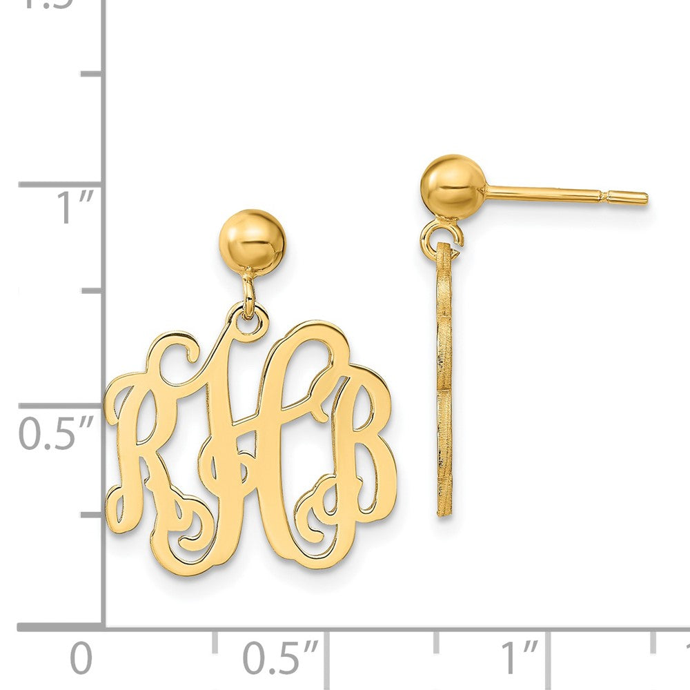 Gold Plated Sterling Silver/Gold Monogram Dangle Earrings