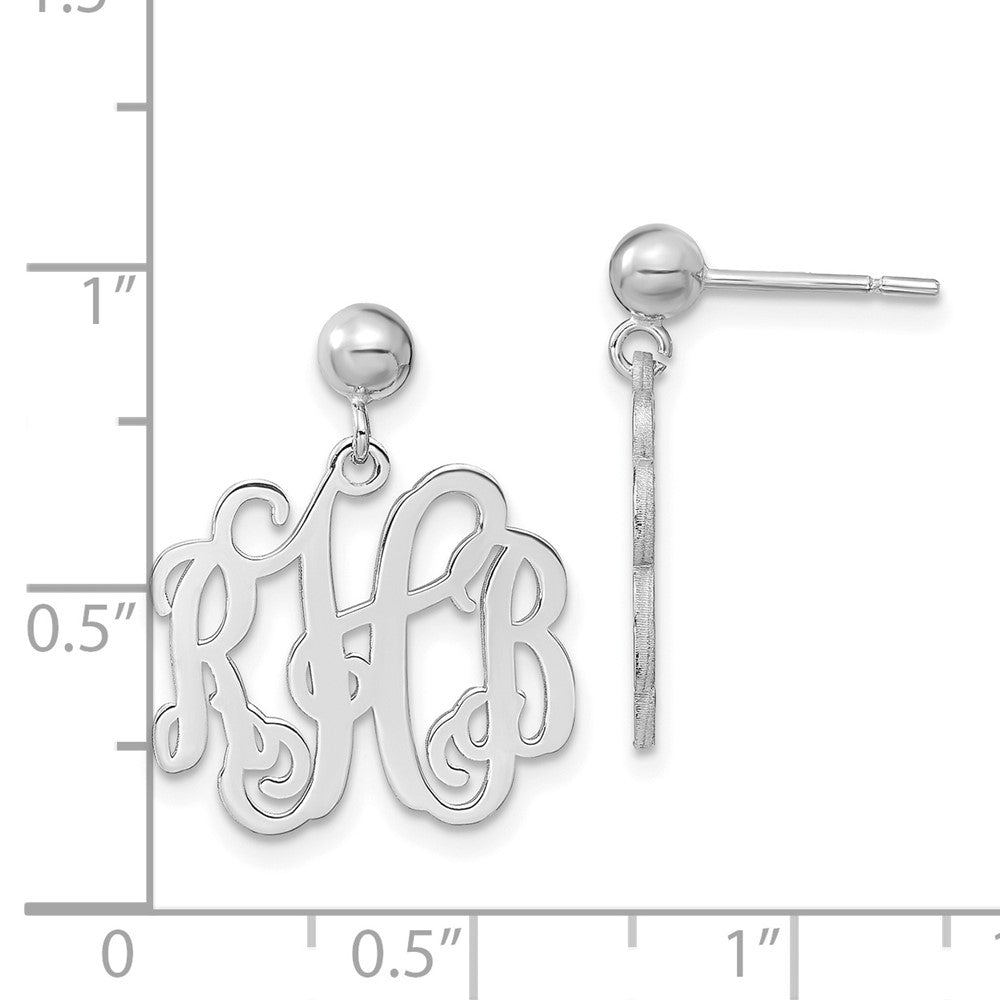 14K White Gold Monogram Dangle Earrings
