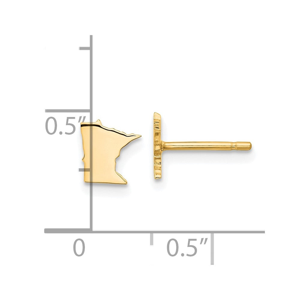 Gold Plated Sterling Silver/Gold Minnesota State Earrings