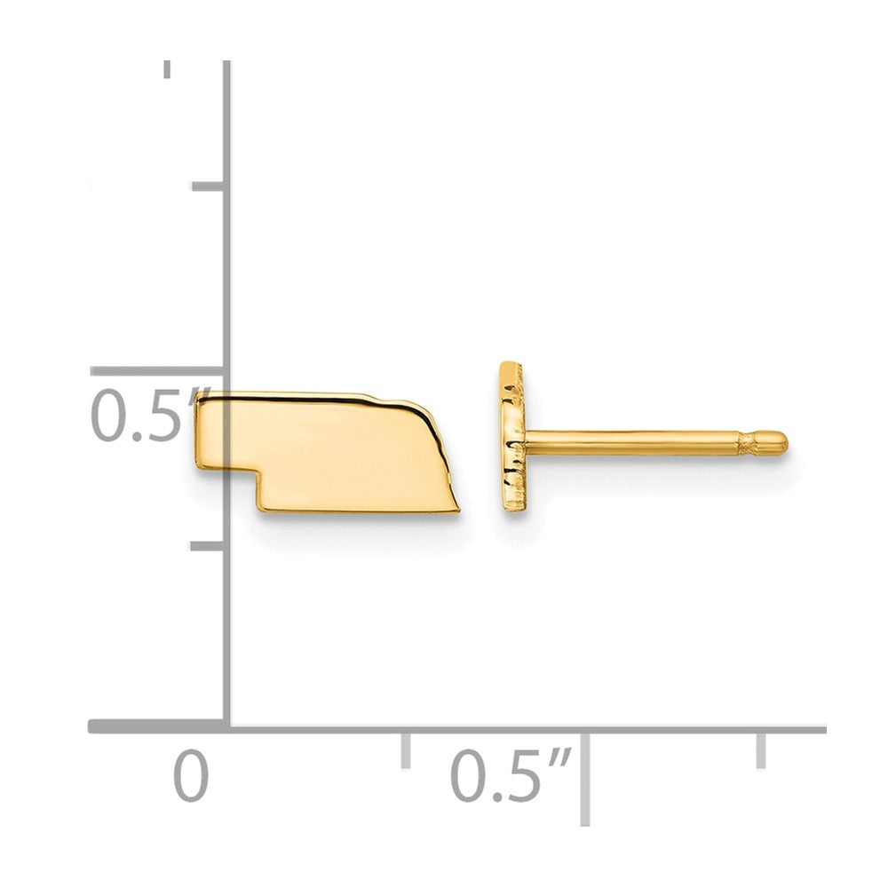 14K Yellow Gold 14Ky Nebraska State Earrings
