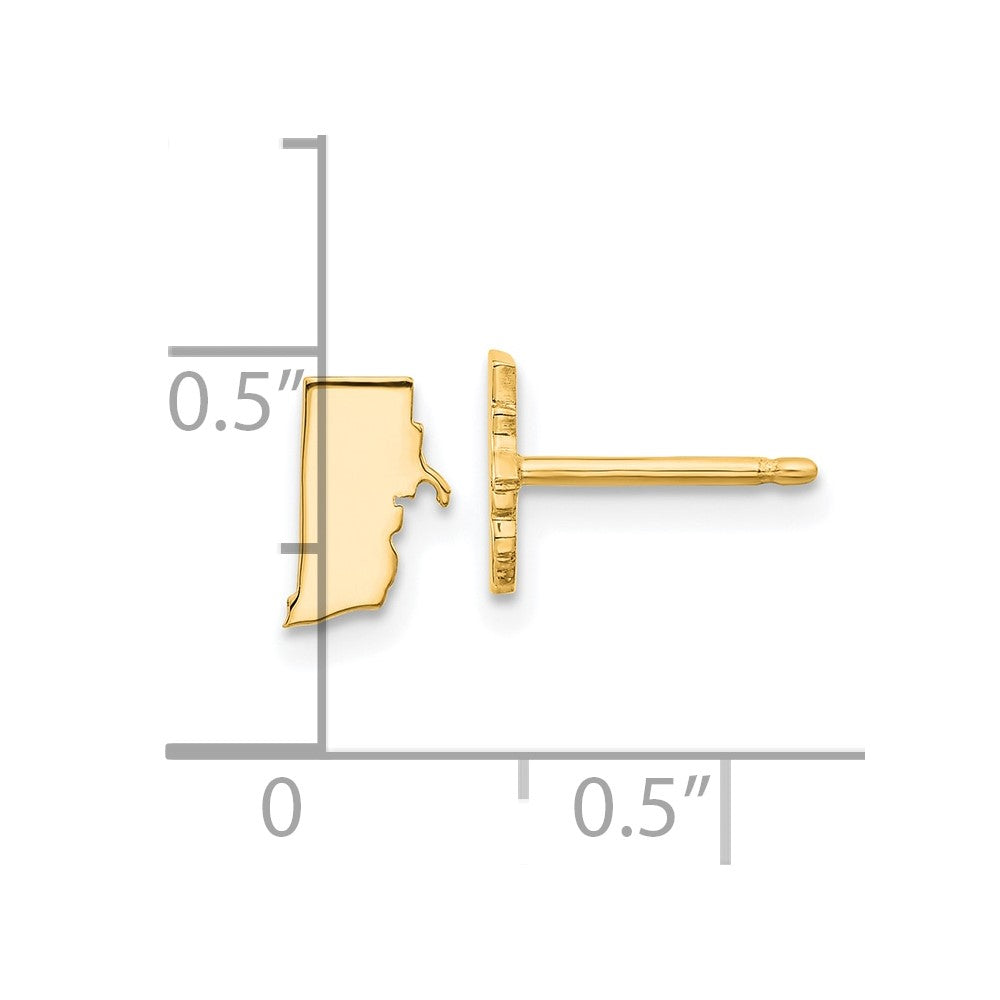 14K Yellow Gold 14Ky Rhode Island State Earrings