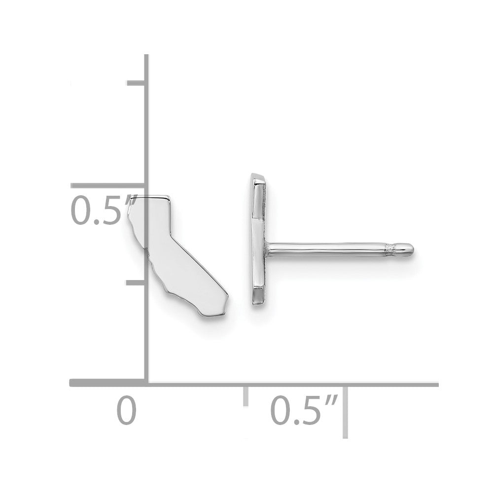 Sterling Silver Silver/Rhodium Plated California State Earrings