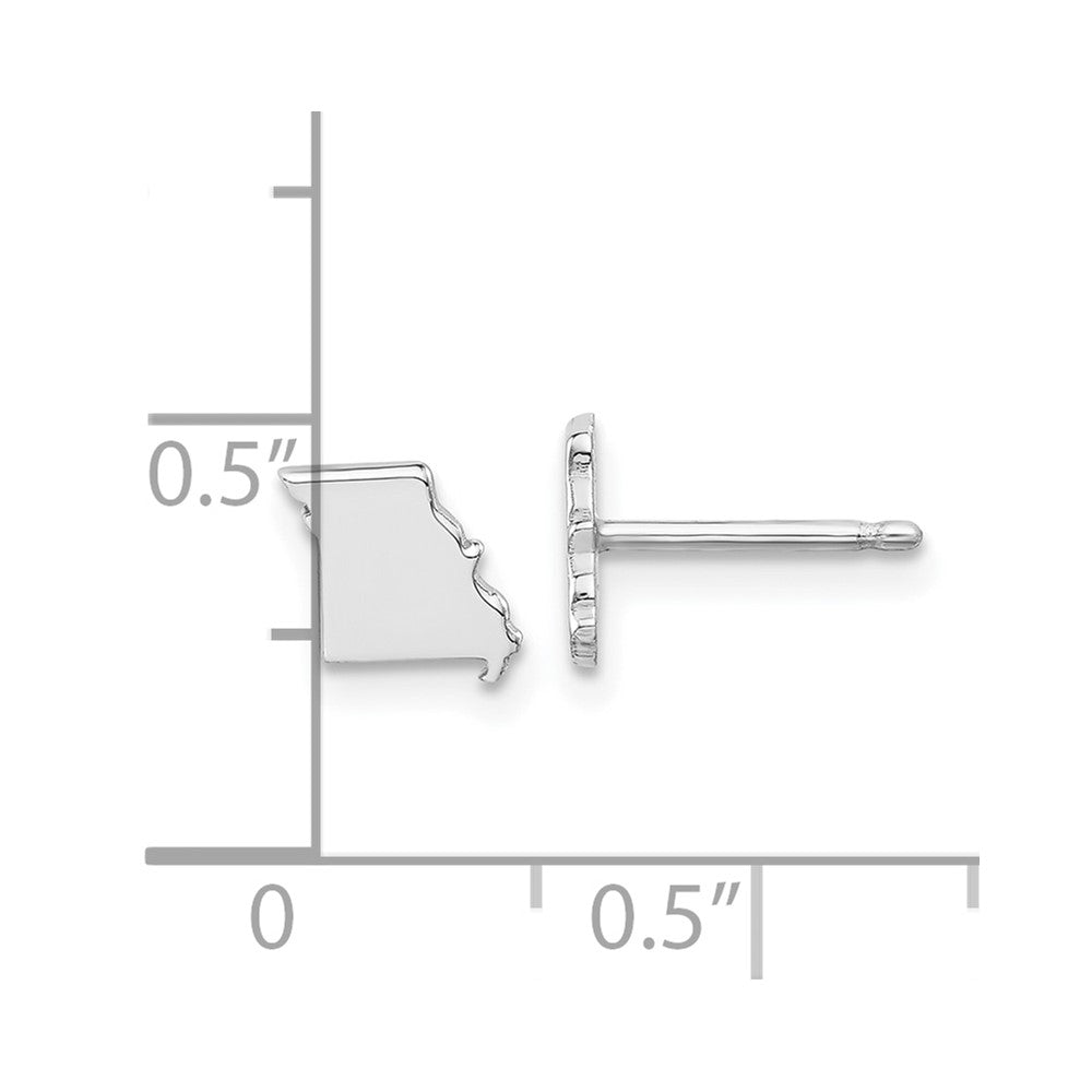 Sterling Silver Silver/Rhodium Plated Missouri State Earrings