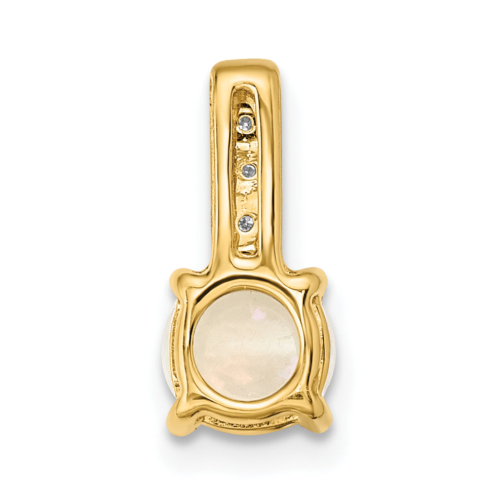 14K Yellow Gold Diamond And Opal Polished Pendant