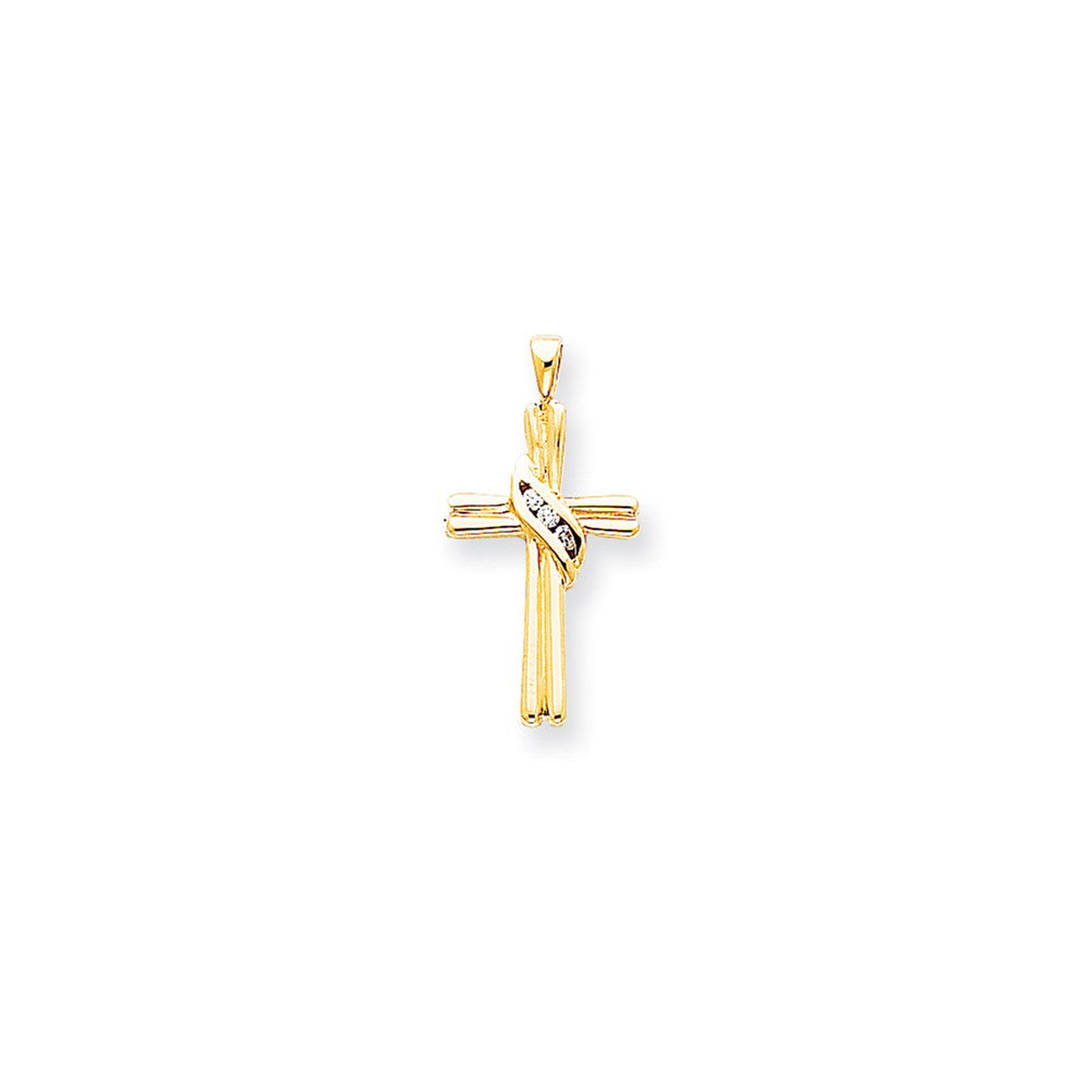 14K Yellow Gold Aa Diamond Cross Pendant