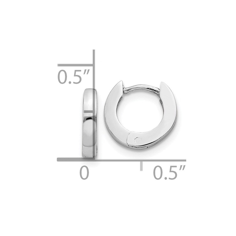 14K White Gold Polished Round Hinged Hoop Earrings