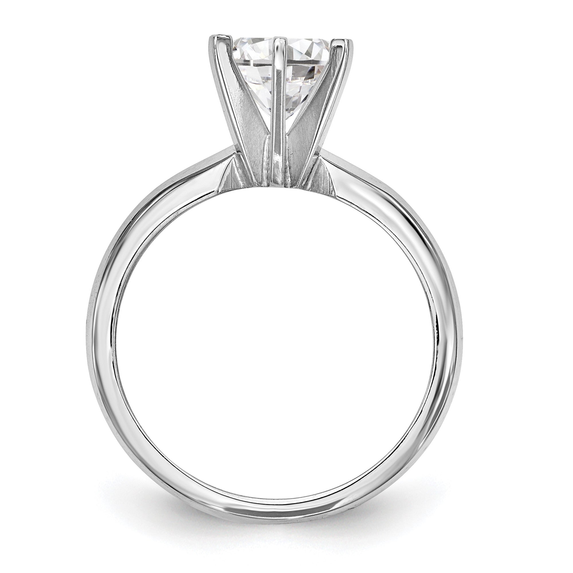 Natural Diamond Knife Edge Style Six Prong Solitaire Engagement Ring in 14K White Gold