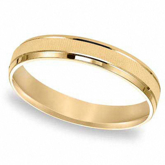 Men's 4.0mm Beveled Edge Wedding Band in Solid 10K Yellow Gold