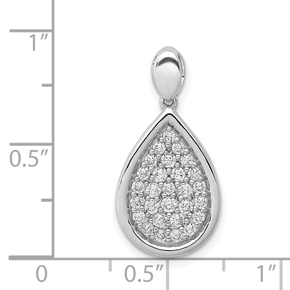 Solid 14k White Gold 1/2ct. Simulated CZ Fancy Teardrop Pendant