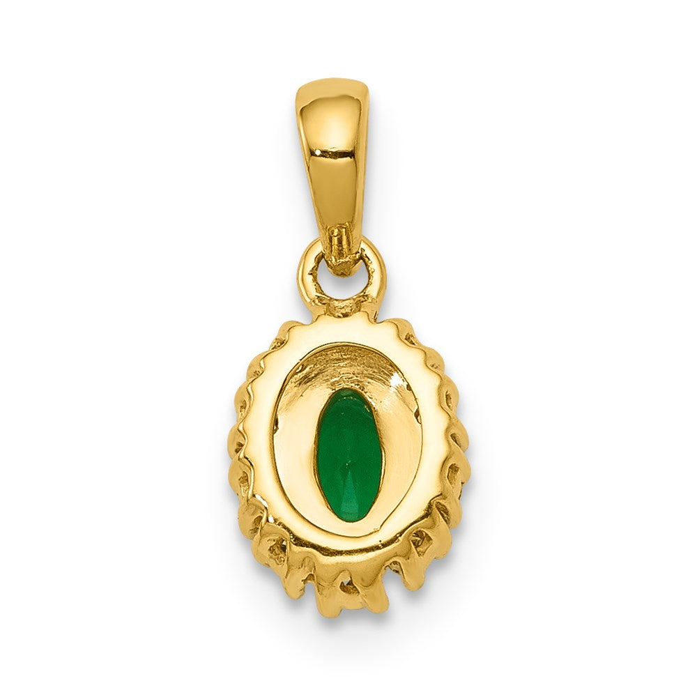 14k yellow gold and rhodium real diamond and oval emerald pendant pm5252 em 010 ya