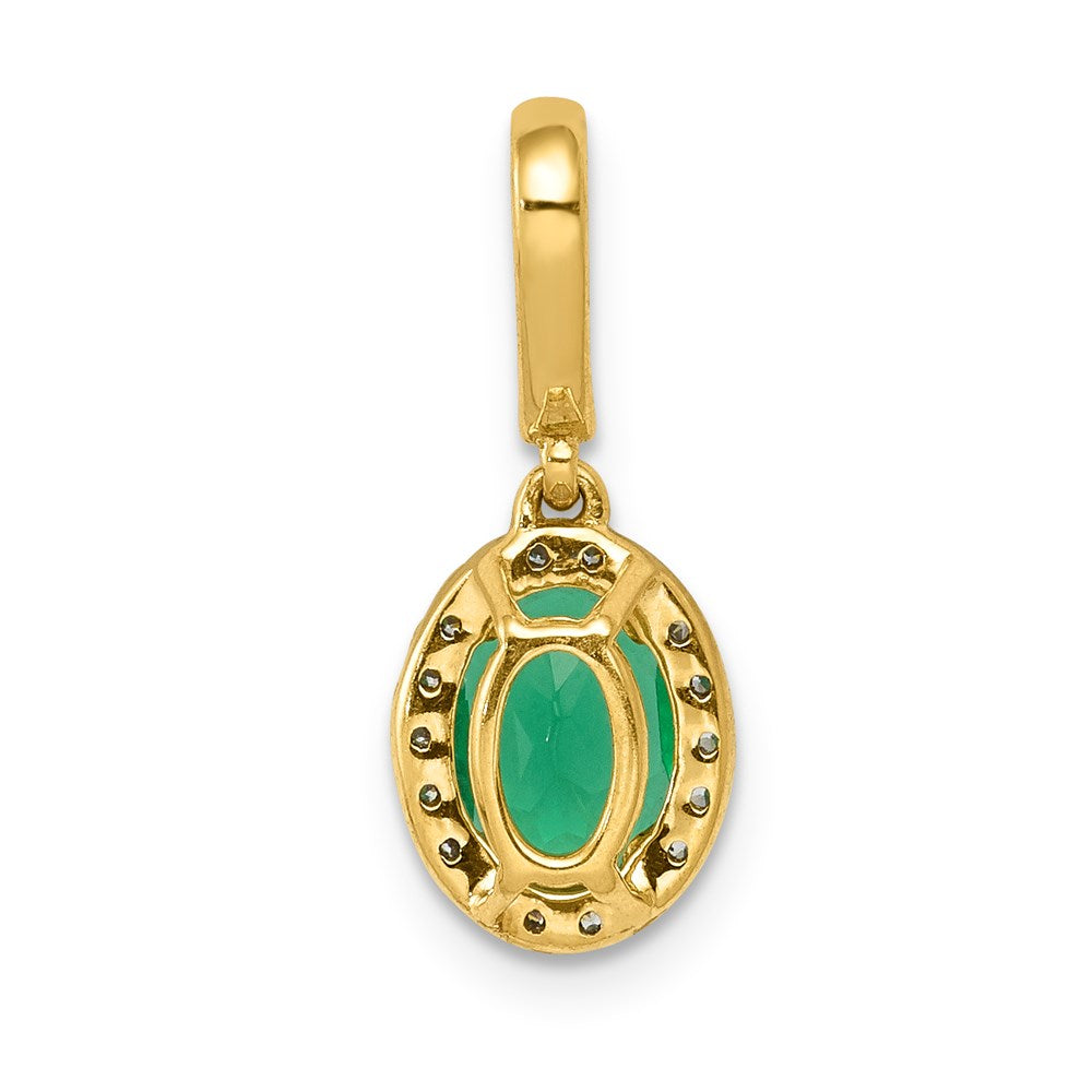 14k yellow gold real diamond and oval emerald halo pendant pm5254 em 010 ya
