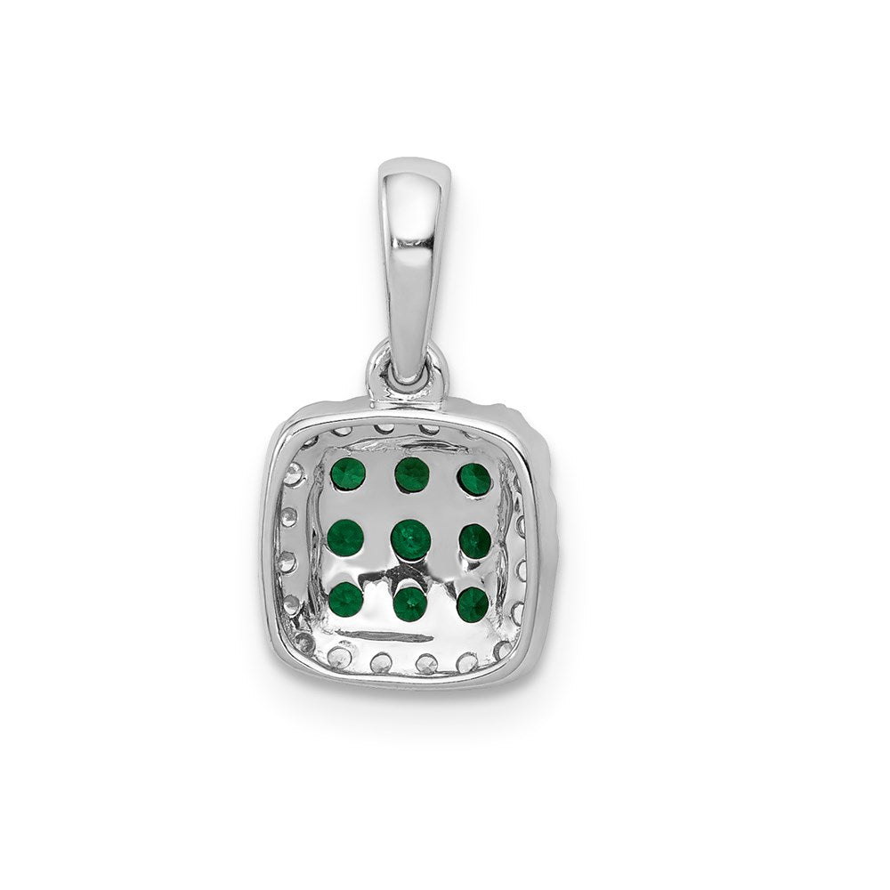 14k white gold real diamond and 19 emerald square halo pendant pm5258 em 010 wa