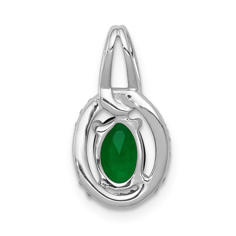 14k white gold real diamond and oval emerald pendant pm5261 em 013 wa