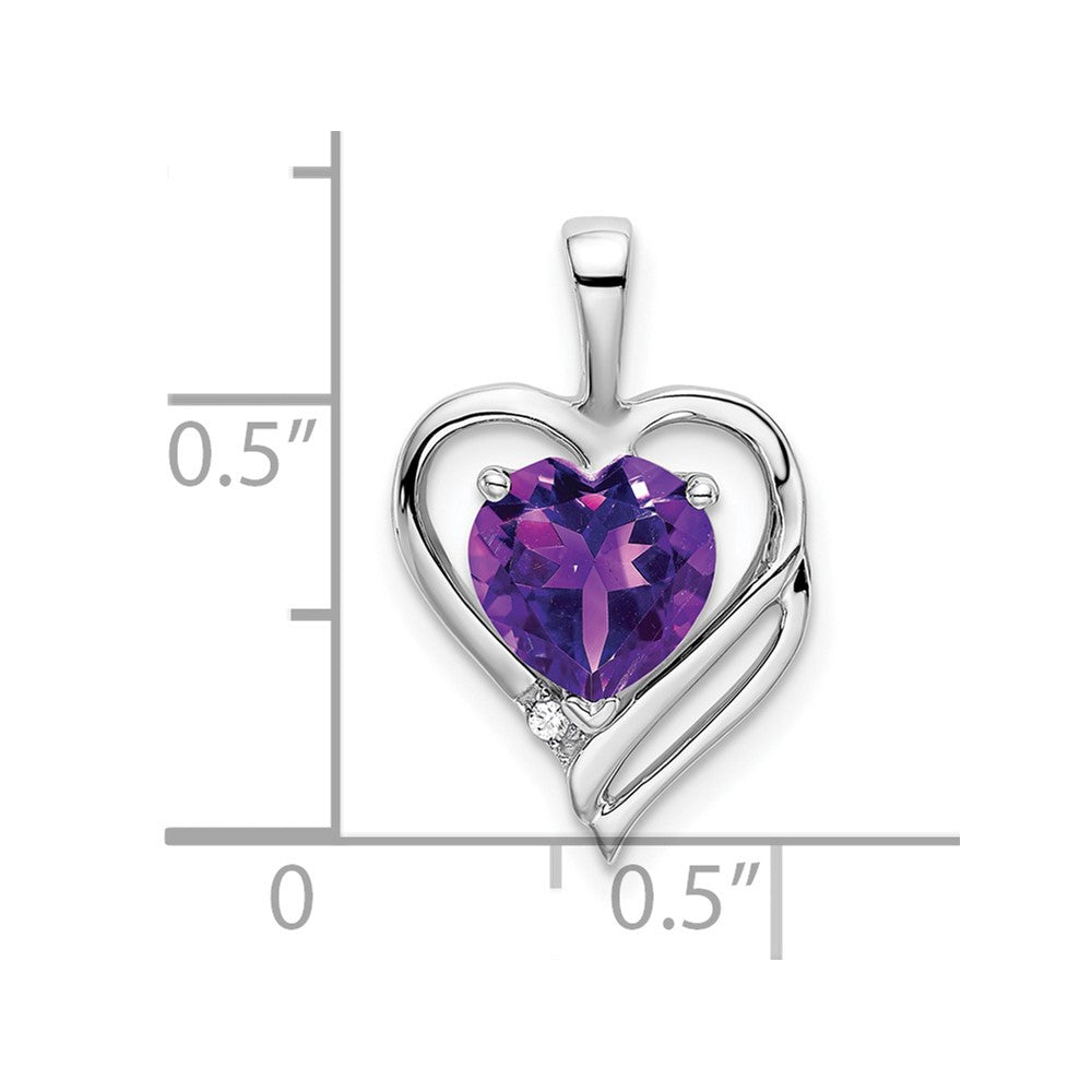 14k white gold amethyst and real diamond heart pendant pm7015 am 001 wa