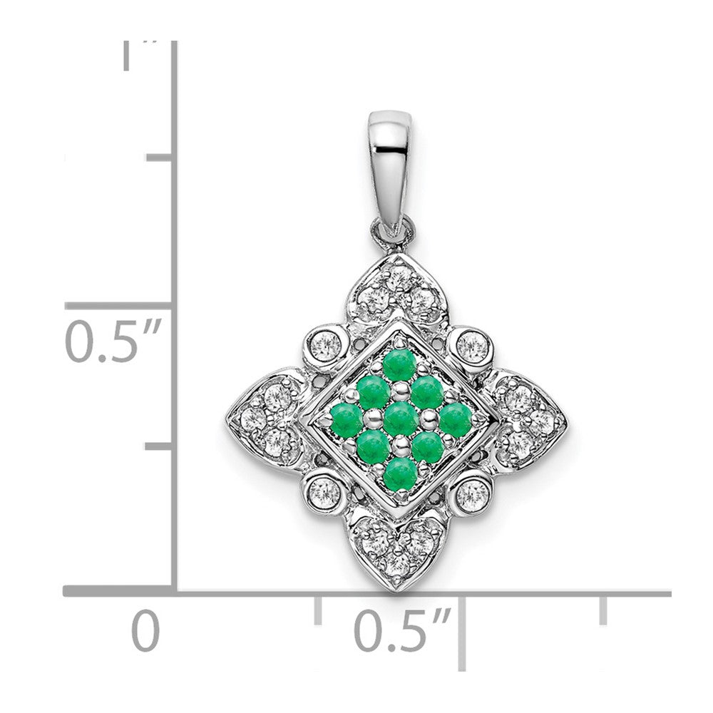 14k white gold emerald and real diamond vintage pendant pm7181 em 015 wa
