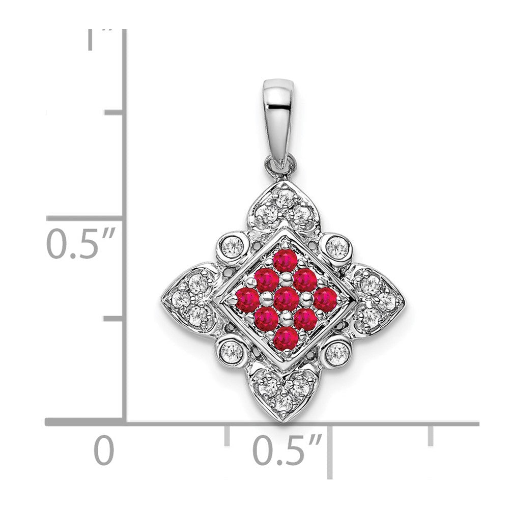 14k white gold ruby and real diamond vintage pendant pm7181 ru 015 wa