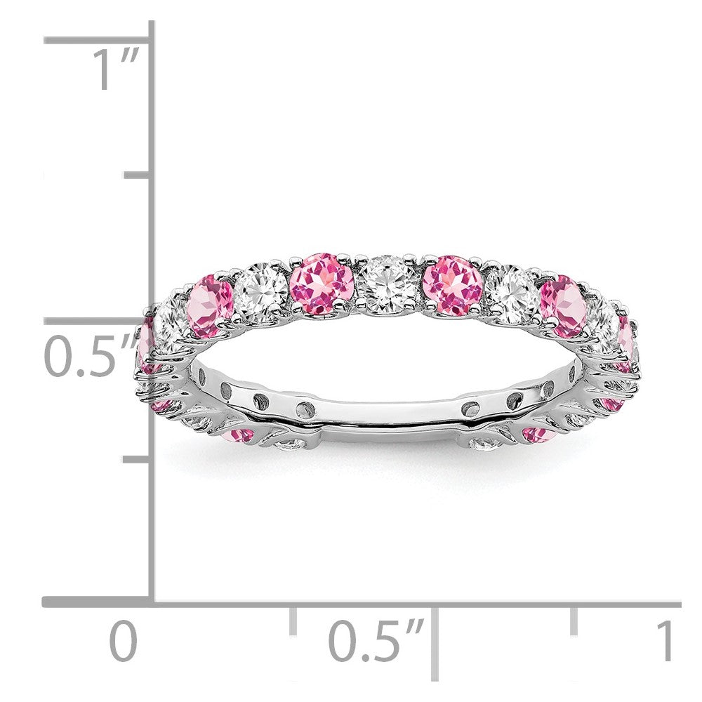 14k white gold created pink sapphire and real diamond band rm7113 cps 077 wa