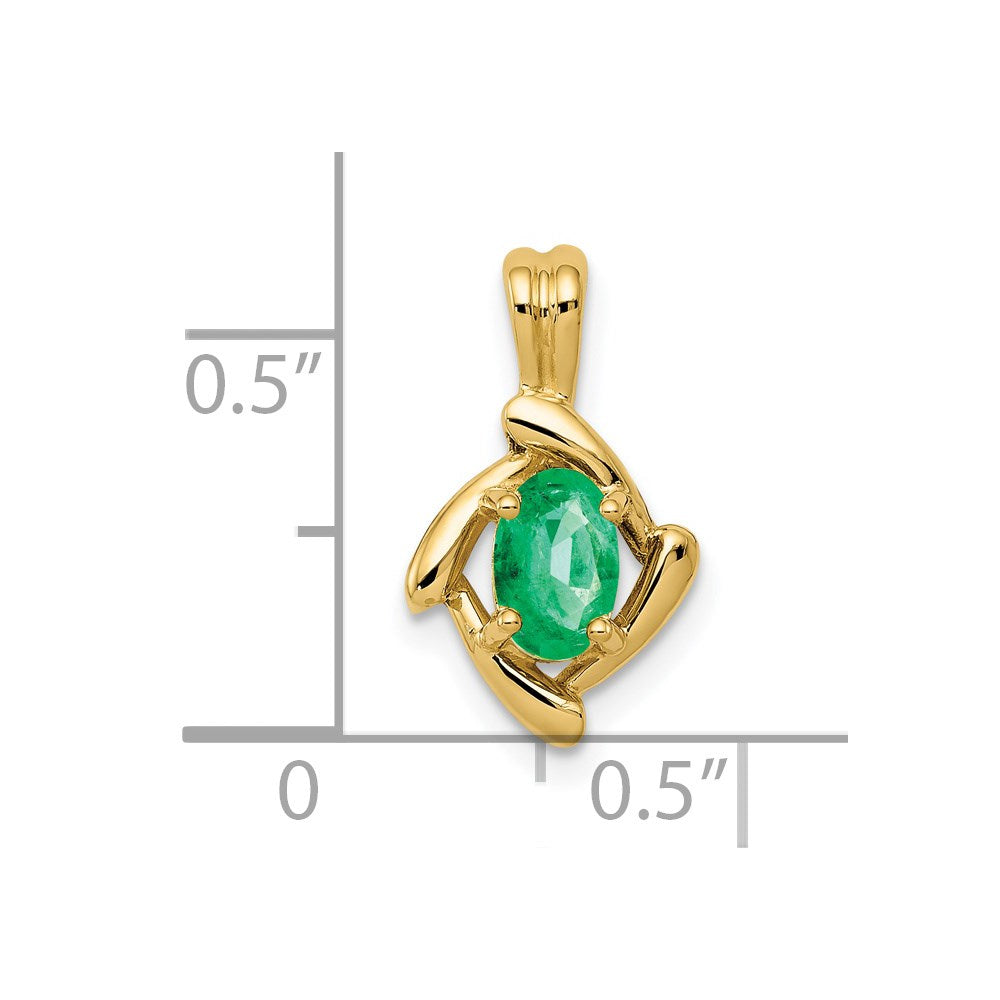 14k yellow gold 6x4mm oval emerald pendant xp1657e