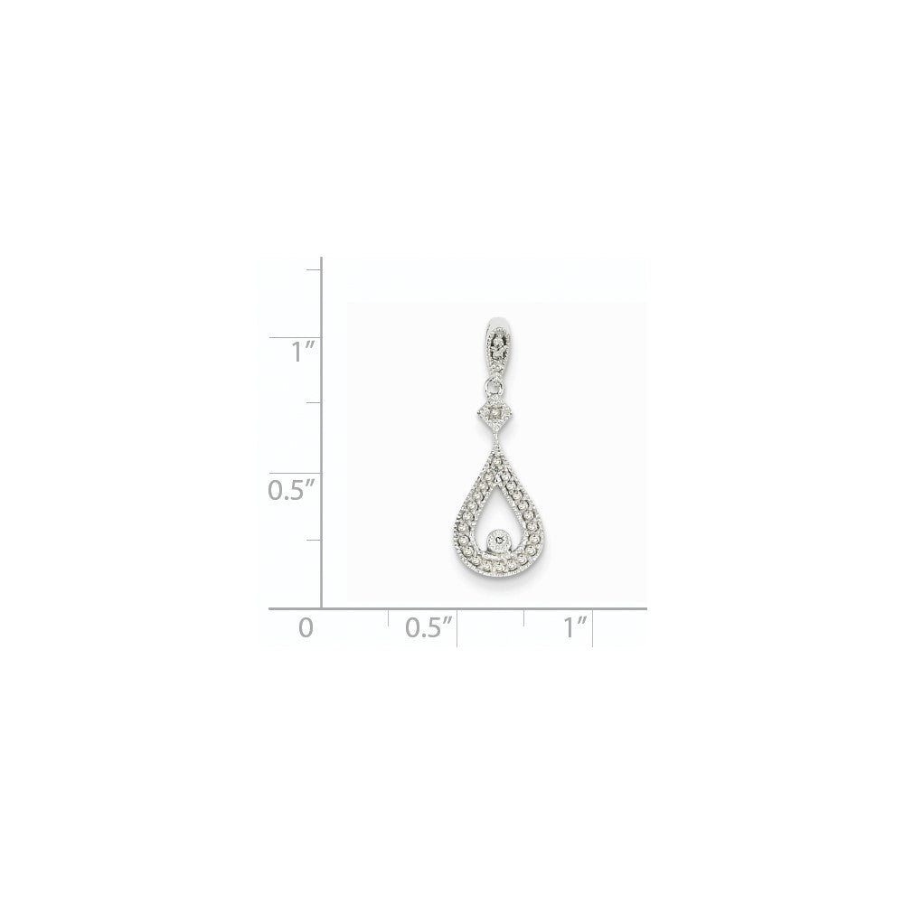 14k white gold real diamond vintage teardrop pendant xp3026aa