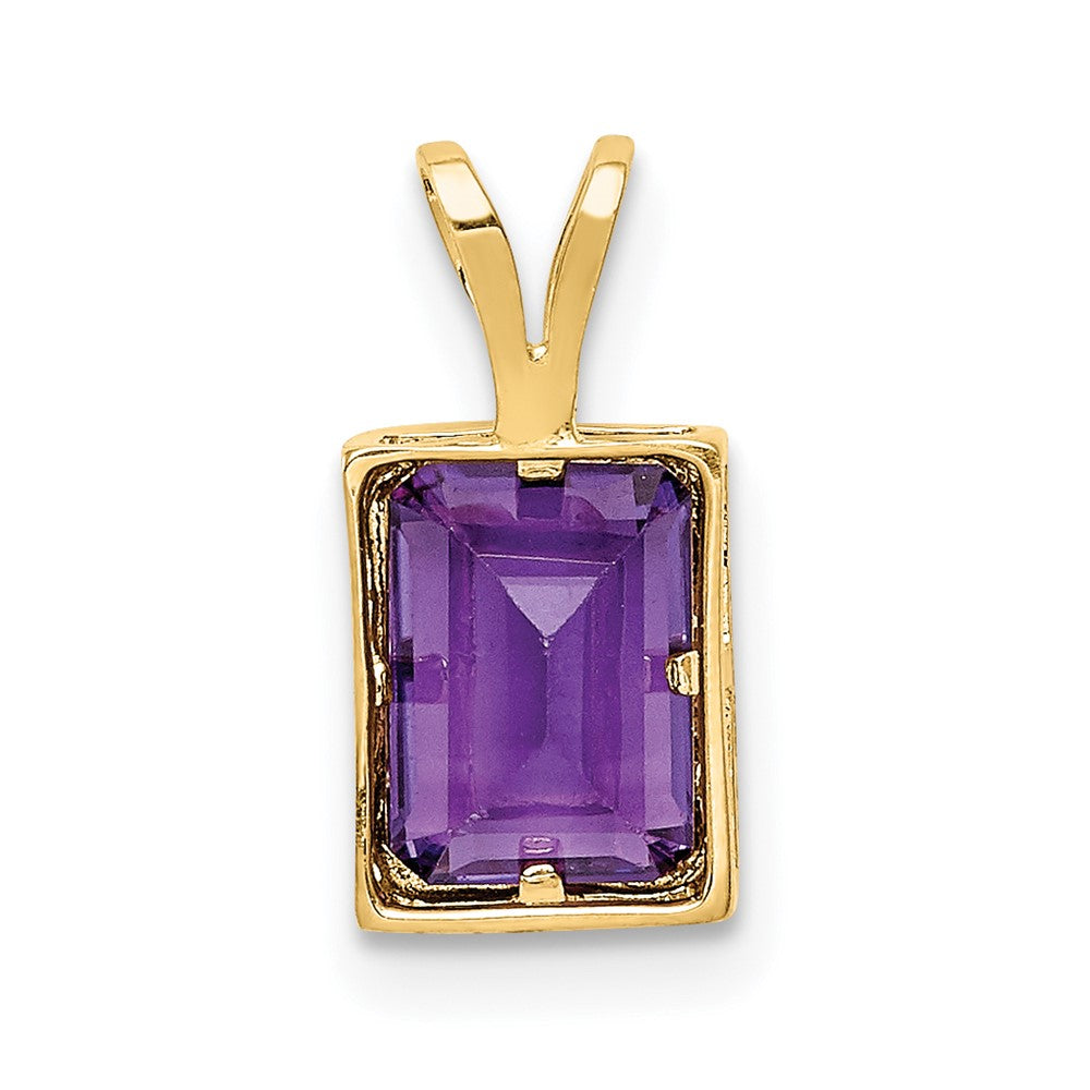 14k yellow gold 7x5mm emerald cut amethyst bezel pendant xp314am