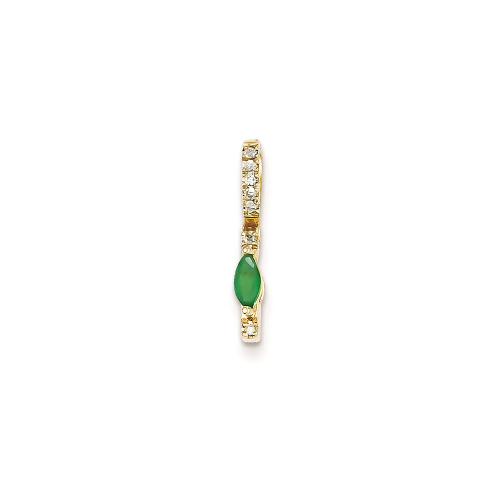 14k yellow gold real diamond and emerald pendant xp4065e aa