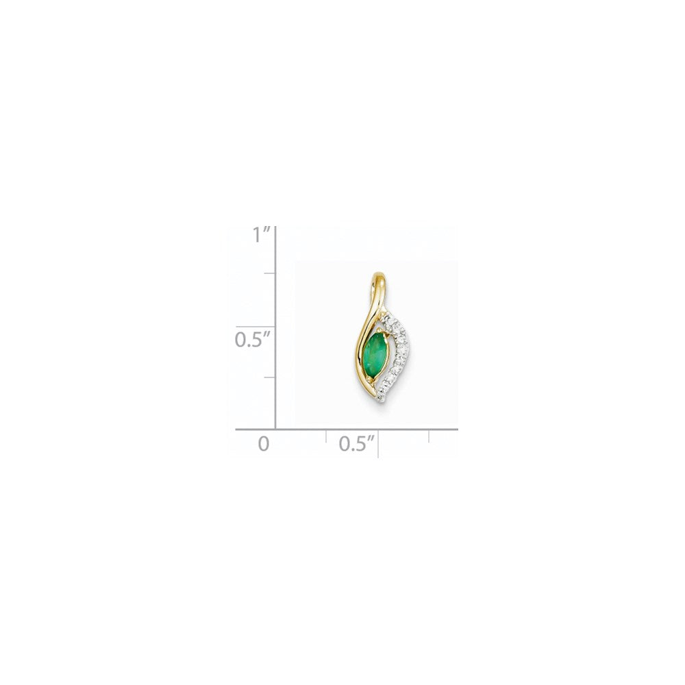 14k yellow gold real diamond emerald pendant xp4086e aa