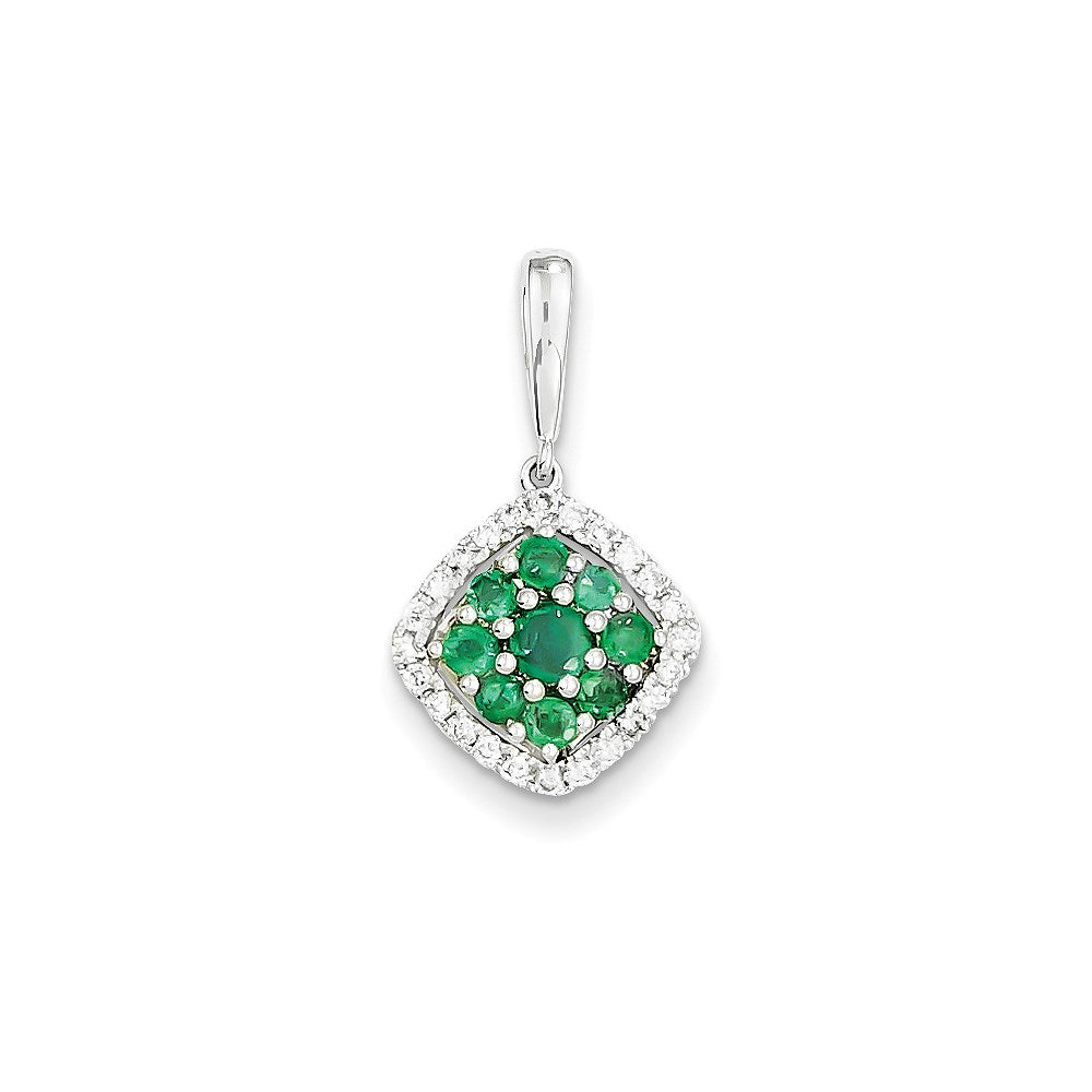 14k white gold real diamond emerald pendant xp4102e aa