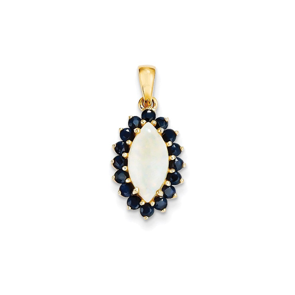 14k yellow gold genuine opal and sapphire pendant xp4172op