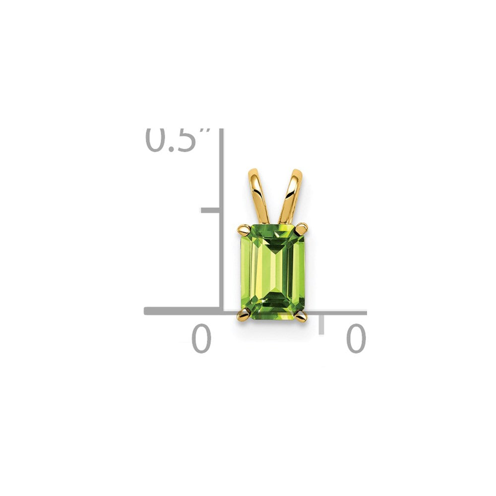 14k yellow gold 6x4mm emerald cut peridot pendant xp419pe