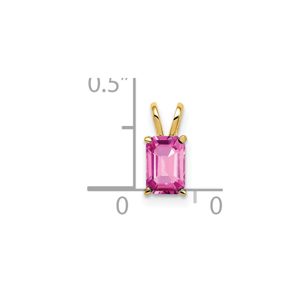 14k yellow gold 6x4mm emerald cut pink sapphire pendant xp419sp