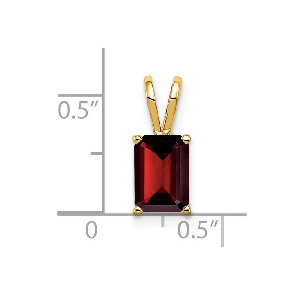 14k yellow gold 8x6mm emerald cut garnet pendant xp421ga