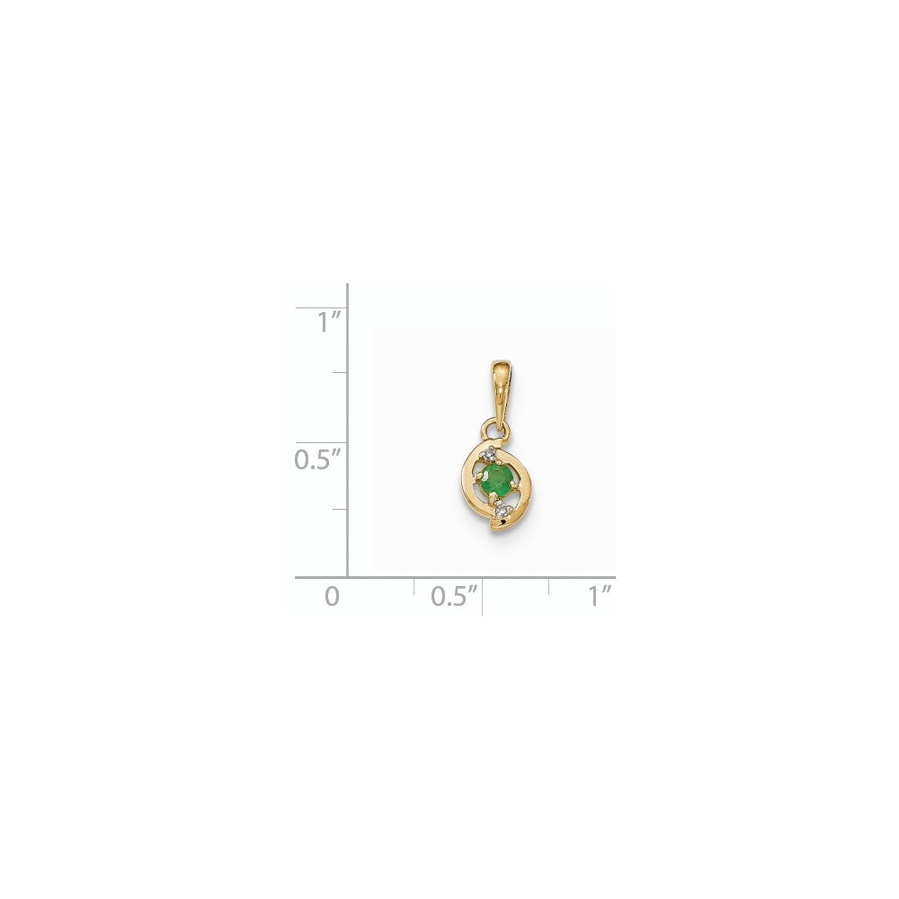 14k yellow gold emerald and real diamond pendant xp4671e aa
