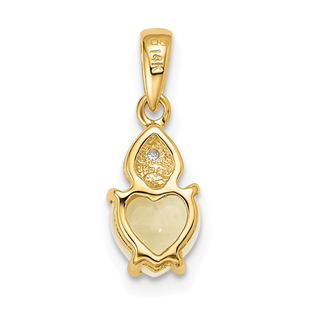 14K Gold with Diamond and Opal Polished Heart Pendant